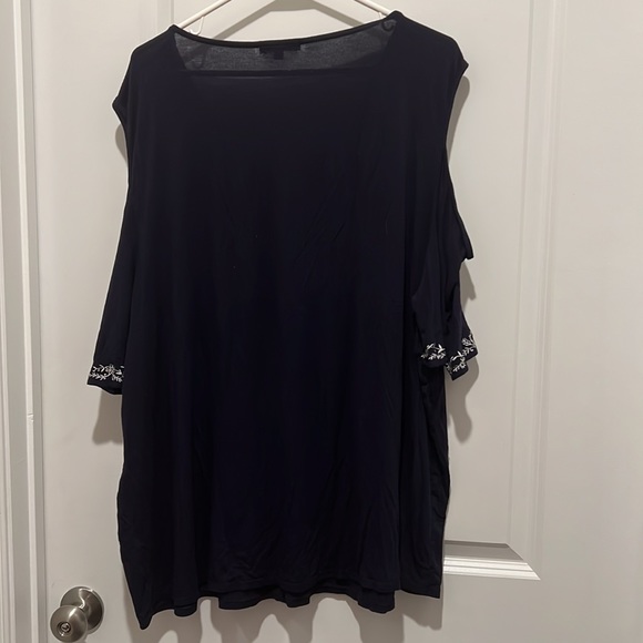 Adrianna Papell Navy Blue Floral Embroidered Blouse Women’s Size 3XL - Picture 2 of 2